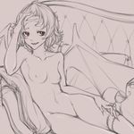  bad_id bad_pixiv_id bat_wings breasts collarbone couch cup drinking_glass fingernails groin monochrome nanairo nipples no_hat no_headwear nude raised_eyebrow red_eyes remilia_scarlet sharp_fingernails short_hair sitting sketch small_breasts solo spot_color touhou wine_glass wings 