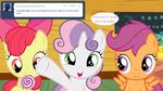  candy computer costume cute cutie_mark_crusaders_(mlp) equine friendship_is_magic horn jananimations laptop lollipop mammal my_little_pony pegasus scootaloo_(mlp) smile sneeze sweetie_belle_(mlp) unicorn wings 