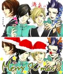  3boys bad_id bad_pixiv_id hat kasugayama_high_school_uniform kurosu_jun lisa_silverman mishina_eikichi multiple_boys persona persona_2 santa_hat sobe_(tokimekashi) suou_tatsuya 