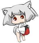  animal_ears bad_id bad_pixiv_id blush bottomless inubashiri_momiji inunoko. red_eyes short_hair silver_hair solo tail touhou wolf_ears wolf_tail 