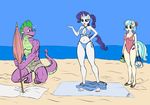  anthro anthrofied bag beach bikini blush breasts cleavage clothed clothing coco_pommel_(mlp) colored crouching cutie_mark dragon equine eyeshadow female flower friendship_is_magic group hair holding horn horse makeup male mammal muscles my_little_pony navel outside pia-sama pony purple_hair rarity_(mlp) sandals seaside shorts smoke spike_(mlp) standing swimsuit towel two_tone_hair umbrella undressing unicorn white_body 
