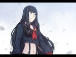  bad_id bad_pixiv_id black_hair blue_eyes breasts cosplay kill_la_kill kiryuuin_satsuki letterboxed long_hair long_sleeves matoi_ryuuko matoi_ryuuko_(cosplay) medium_breasts midriff navel senketsu skirt spoilers suspenders toruglose 