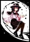  bad_id bad_pixiv_id black_hair hat highres mary_janes pantyhose red_eyes s-syogo shoes short_hair solo touhou usami_renko 