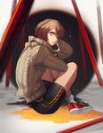  ankle_socks bad_id bad_pixiv_id bike_shorts brown_eyes brown_hair gloves original ribbed_sweater shoes short_hair sneakers solo sweater terong thighs turtleneck 