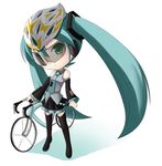  aqua_hair bad_id bad_pixiv_id bicycle chibi detached_sleeves green_eyes ground_vehicle hatsune_miku helmet long_hair necktie skirt solo sunglasses thighhighs tomcat twintails vocaloid 