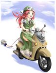  bad_id bad_pixiv_id blush green_eyes ground_vehicle hong_meiling izayoi_sakuya mochi.f motor_vehicle multiple_girls panties red_hair ribbon scooter touhou underwear 