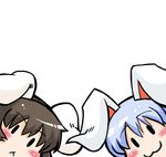  :&lt; :3 animal_ears azuki_osamitsu brown_hair bunny_ears chibi inaba_tewi multiple_girls reisen_udongein_inaba touhou 