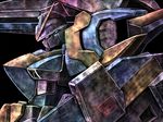  bad_id bad_pixiv_id black_background dark from_side green_eyes gundam lowres mecha mechanical no_humans robot solo tro_(trombe) upper_body v2_assault-buster_gundam v2_gundam victory_gundam 