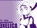  breasts covered_nipples exelica highres mecha_musume monochrome nonsugar purple short_hair small_breasts solo trigger_heart_exelica wallpaper 
