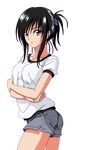  black_hair breasts casual covered_nipples crossed_arms kotegawa_yui medium_breasts non-web_source ponytail recolored solo to_love-ru transparent_background 