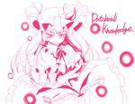  artist_request book braid character_name crescent danmaku dress foreshortening hat monochrome patchouli_knowledge red smirk solo touhou 