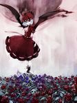  bat_wings blue_hair flower hat itaya_tatsumi moon red_eyes remilia_scarlet rose skull solo touhou wings 