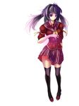  bad_id bad_pixiv_id black_hair black_legwear copyright_request highres miyazaki_byou purple_eyes school_uniform solo thighhighs zettai_ryouiki 