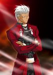  angry archer artist_request dark_skin dark_skinned_male fate/stay_night fate_(series) male_focus solo white_hair 