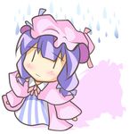  artist_request chibi hat patchouli_knowledge purple_eyes purple_hair rain solo touhou 