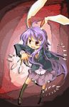  ahoge animal_ears bad_id bad_pixiv_id bunny_ears danmaku hair_ornament hairclip haradaiko_(arata_himeko) purple_hair red_eyes reisen_udongein_inaba solo touhou 