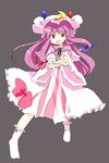  artist_request bow braid hat patchouli_knowledge pink_bow purple_eyes purple_hair solo touhou 