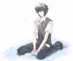  artist_request black_hair male_focus meguro_gau nabari_no_ou school_uniform solo water 