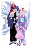  2girls carrying child couple family hetero if_they_mated japanese_clothes macross macross_frontier multiple_boys multiple_girls non-web_source pantyhose saotome_alto sheryl_nome shoulder_carry white_legwear 