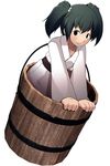  bad_id bad_pixiv_id black_hair bucket hair_bobbles hair_ornament in_bucket in_container kisume sakura_(medilore) simple_background smile solo touhou twintails white_background wooden_bucket 