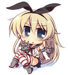  blonde_hair blue_eyes chibi elbow_gloves gloves hairband kantai_collection long_hair matatabi_(nigatsu) navel rensouhou-chan shimakaze_(kantai_collection) skirt solo striped striped_legwear thighhighs 