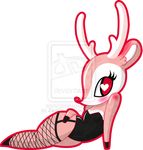  antlers blush cervine deer female fishnet horn mammal watermark zantchan 