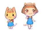  animal_ears blush brown_eyes brown_hair cat cat_ears catgirl feline female hair hat katie_(animal_crossing) mammal nintendo video_games young 