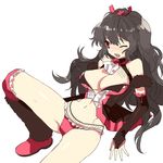  blush breasts bridal_gauntlets large_breasts long_hair open_mouth red_eyes ring_dream simple_background solo vampire_suzumori white_background yorumura_shiro 