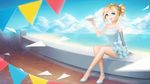  aizawa_inori beach blonde_hair blue_eyes dress internet_explorer os-tan pricey short_hair sky 