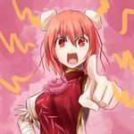  bad_id bad_pixiv_id bun_cover chinese_clothes double_bun ibaraki_kasen looking_at_viewer lowres open_mouth pointing red_eyes short_hair solo touhou yonaga_(masa07240) 