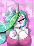 anthro big_breasts breasts clothing female friendship_is_magic hair horn long_hair multi-colored_hair my_little_pony princess_celestia_(mlp) purple_eyes snorgastic solo 