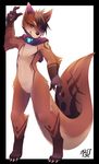  brown_fur brown_hair brown_nose canine dog fluffy_tail fur hair looking_at_viewer male mammal nude pink_eyes rudragon smile solo tan_fur 
