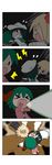  &gt;_&lt; 4koma absurdres anchor biting chibi closed_eyes comic darkness fainting flying_sweatdrops fourth_wall hat hat_removed headwear_removed highres kasodani_kyouko multiple_girls murasa_minamitsu rakugaki-biyori rumia shouting silent_comic steam sweatdrop touhou wavy_mouth 