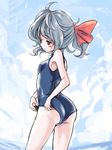 adjusting_clothes adjusting_swimsuit ass azuki_(azuki-taste) highres one-piece_swimsuit red_eyes remilia_scarlet school_swimsuit short_hair solo swimsuit touhou 