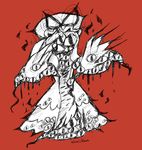  artist_name bluwiikoon commentary crossover gap off parody red_background signature solo style_parody touhou yakumo_yukari 