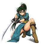  1girl black_panties blue_eyes fire_emblem fire_emblem:_rekka_no_ken green_hair long_hair lyndis_(fire_emblem) nintendo panties 