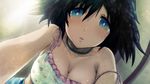  black_hair blue_eyes breasts cleavage science_adventure shiina_mayuri short_hair steins;gate 