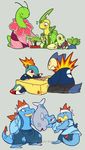  bayleef bite bonsai bonsai_tree caillo chikorita clothing crocodile croconaw cute cyndaquil female feraligatr fire fish flower headband japanese_clothing kimono male marine meganium nintendo oddish plant pok&#233;ball pok&#233;mon pok&eacute;ball pok&eacute;mon quilava reptile scalie source_request table totodile typhlosion unknown_artist video_games watermark 