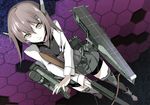  atoshi bike_shorts bow_(weapon) brown_eyes brown_hair crossbow headgear kantai_collection short_hair solo taihou_(kantai_collection) thighhighs weapon 