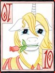  cardstock diamonds equine flower friendship_is_magic hair horn horse male mammal my_little_pony necklace playing_card pony prince_blueblood_(mlp) rose smile ten the1king unicorn 