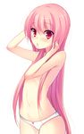  bad_id bad_nicoseiga_id blush hair_tie itou_nanami long_hair looking_at_viewer mouth_hold original panties pink_eyes pink_hair simple_background solo underwear underwear_only very_long_hair white_background white_panties 