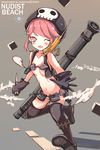  bazooka dagger highres itohime jakuzure_nonon kill_la_kill nude nudist_beach_uniform one_eye_closed walkie-talkie weapon 
