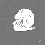  breasts faceless female line_art monochrome plain_background shell snail solo zp92 