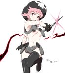  breasts drawr hat jakuzure_nonon kill_la_kill knife nao-08 navel nudist_beach_uniform pink_eyes pink_hair sidelocks small_breasts solo spoilers thighhighs underboob weapon 