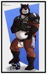  armor beard bottomless canine facial_hair flaccid football fox heavy helmet looking_at_viewer male mammal midriff overweight penis smile solo 