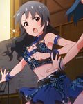  :o armlet blue_hair bracelet breasts brown_eyes cleavage crop_top idolmaster idolmaster_million_live! jewelry jpeg_artifacts long_hair looking_at_viewer medium_breasts midriff multiple_girls navel necklace official_art open_mouth pendant skirt takayama_sayoko v-shaped_eyebrows wristband 