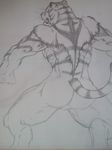  &#19977;&#31070;&#23792; ??? anthro bigger_version_at_the_source butt crouching feline male mammal muscles nude sketch solo tiger 