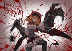  blonde_hair blood bobomaster breasts cleavage commentary demon_girl demon_tail flail gauntlets large_breasts lusabella_grimlet pantyhose pixiv_fantasia pixiv_fantasia_fallen_kings red_eyes solo succubus tail weapon wings 