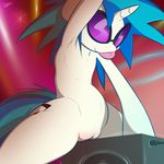  armpits cutie_mark dj equine eyewear female feral flat_chested friendship_is_magic fur glasses hair horn horse juice long_hair mammal my_little_pony nude pony pussy pussy_juice sitting slypon solo speaker spread_legs spreading tongue tongue_out unicorn vinyl_scratch_(mlp) 