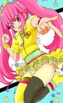  aino_megumi alternate_form asymmetrical_legwear boots cure_lovely earrings hair_ornament happinesscharge_precure! highres ishikkoro jewelry lollipop_hip_hop long_hair magical_girl mismatched_footwear pink_eyes pink_hair precure skirt smile solo thigh_boots thighhighs twintails wrist_cuffs 